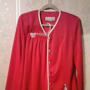 2PC PABLO COLLECTION DARK PINK SUIT SKIRT SET